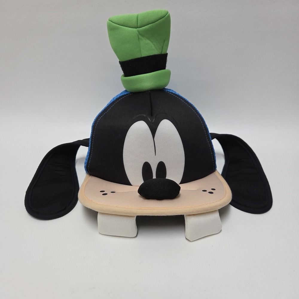 Disney Parks Goofy Face Hat Foam Mesh Cap Ears Adult Adjustable Trucker Snapback